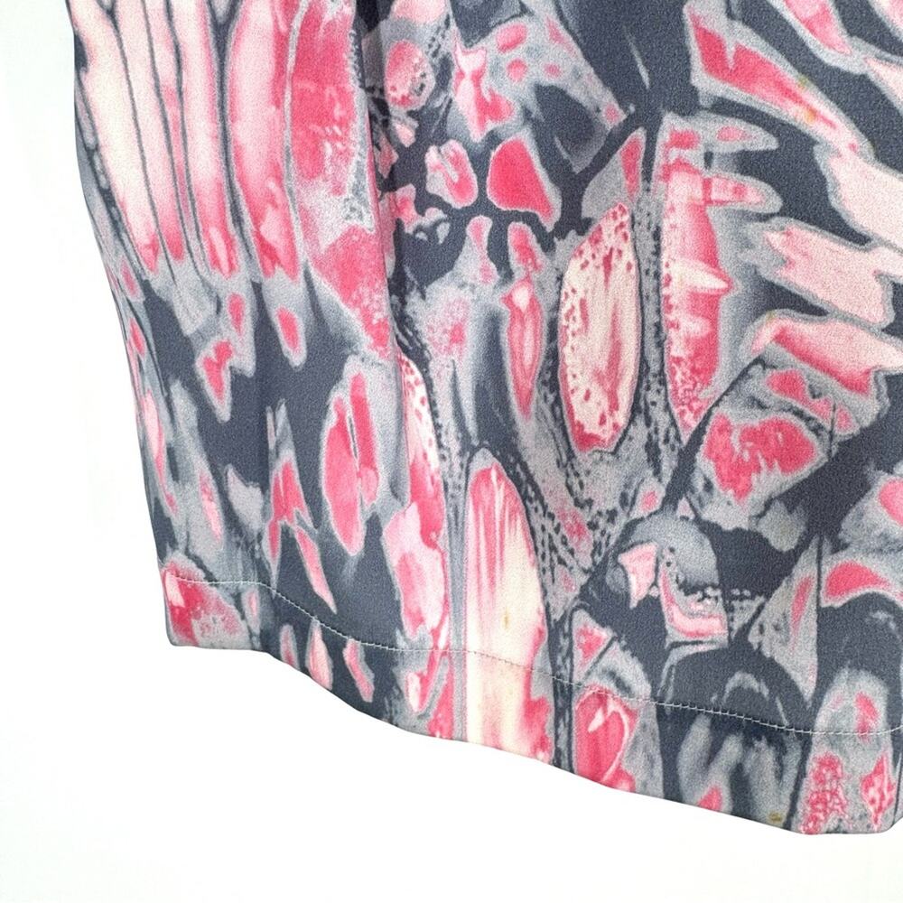 St. John Abstract Round Neck Silk Tank Top Pink and Grey Size Small - Picture 4 of 7